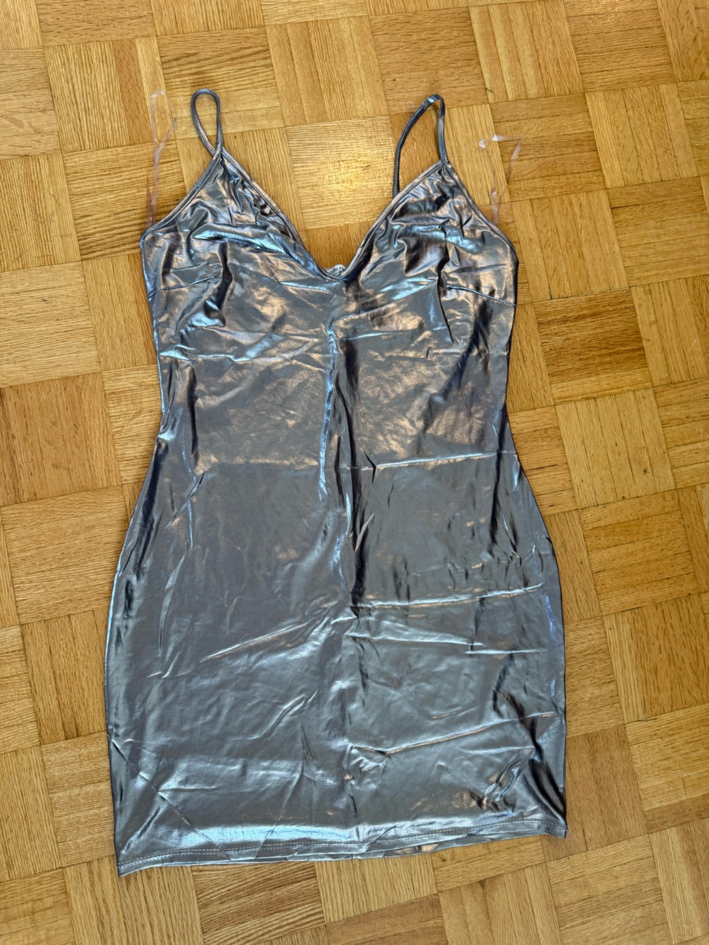 Charlotte Russe Silver Metallic Satin Slip